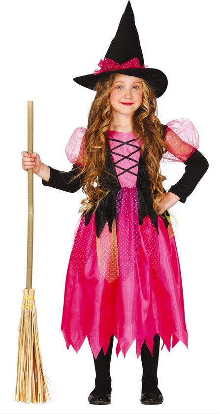 Fiestas Guirca - Jurk shiny witch - 7-9 jaar - Carnaval Kostuum voor kinderen - Carnaval - Halloween kostuum meisjes