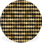 WallCircle - Wandcirkel ⌀ 120 - Patronen - Goud - Zwart - Ruit - Ronde schilderijen woonkamer - Wandbord rond - Muurdecoratie cirkel - Kamer decoratie binnen - Wanddecoratie muurcirkel - Woonaccessoires XXL