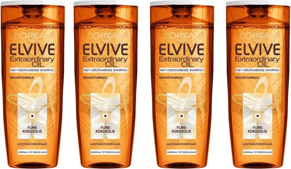 Elvive Shampoo - Extraordinairy Oil Fijne Kokosolie - 4 x 250 ml