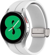 Strap-it Smartwatch bandje - magnetische siliconen horlogeband geschikt voor Samsung Galaxy Watch 6 Classic / Watch 6 40 & 44mm / Watch 5 Pro / Watch 5 40 & 44mm / Galaxy Watch 4 & 4 Classic - wit