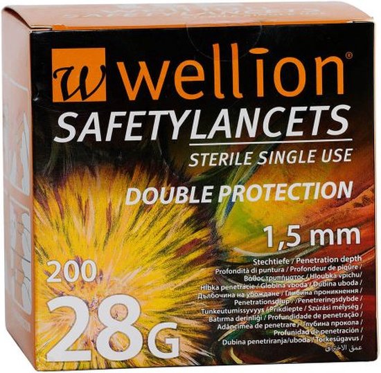 Wellion 28G Veiligheidslancetten 200 stuks