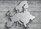 Fotobehang - Vlies Behang - Metalen Kaart van Europa - 416 x 254 cm