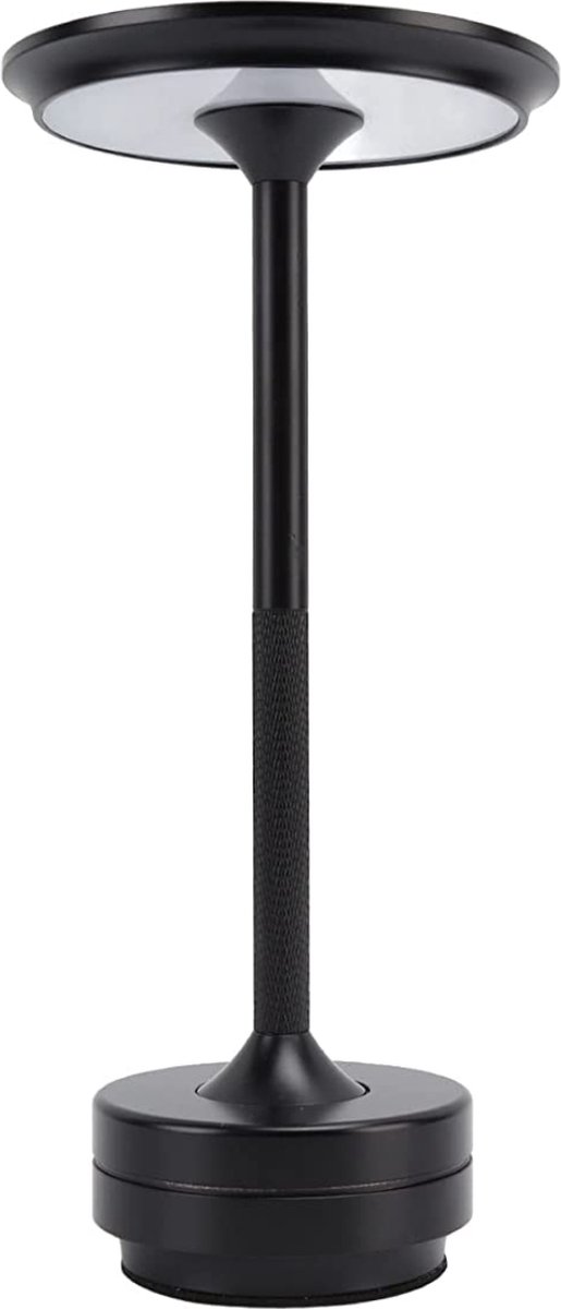 Sfeerverlicht® Tafellamp Oplaadbaar - Draadloos en Dimbaar - 3 Kleuren Licht - 29 cm - Zwart