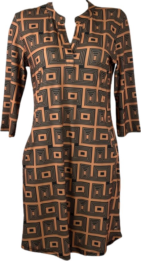 Angelle Milan – Travelkleding voor dames – Goudbruine Jurk – Ademend – Kreukherstellend – Duurzame blouse - In 5 maten - Maat XXL