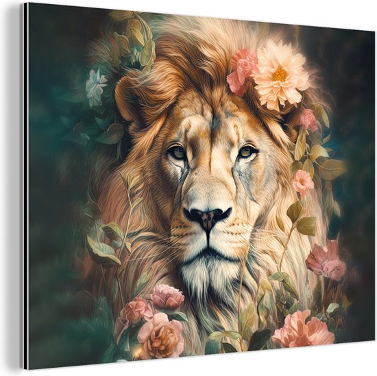 Leeuw houten geometrisch houten wanddecoratie – Muur Art