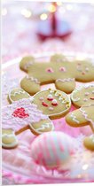 PVC Schuimplaat- Speculaas Poppetjes Versiert met Roze Glazuur en Kraaltjes - 50x100 cm Foto op PVC Schuimplaat