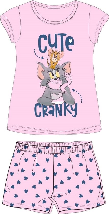 Tom en Jerry shortama/pyjama katoen roze maat 116
