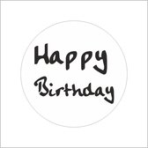 Autocollant - "Happy Birthday" - Étiquettes - Rond 39mm - Wit/ Zwart - 500 Pièces