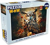 Puzzle Hibou - Vogel - Fleurs - Plantes - Botanique - Puzzle - Puzzle 1000 pièces adultes
