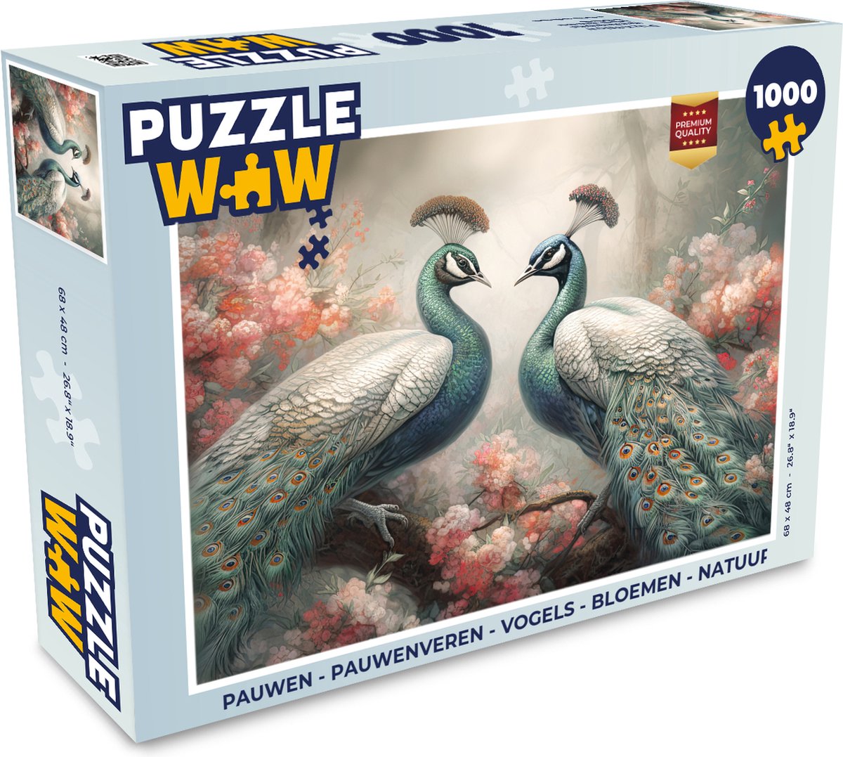 Puzzel Pauwen - Pauwenveren - Vogels - Bloemen - Natuur - Legpuzzel - Puzzel 1000 stukjes volwassenen