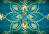 Fotobehang - Vlies Behang - Turquoise Abstract Patroon Kunst - 208 x 146 cm