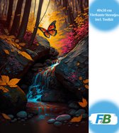 F4B Papillon dans un paysage d'automne Peinture de diamants 40x50cm | Pierres carrées | Papillons | Animaux | Nature | Paysage | Forfait de peinture au diamant pour adultes | Enfants | Entièrement opaque