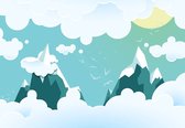 Fotobehang - Vlies Behang - Wolken en Bergen in de Winter - Kinderbehang - 368 x 280 cm