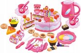 80 pièces Délicieux gâteau d'anniversaire gâteau aux fruits gâteau à découper avec accessoires - Avec lumière et son - Perfect pour les fêtes - Convient aux enfants à partir de 3 ans