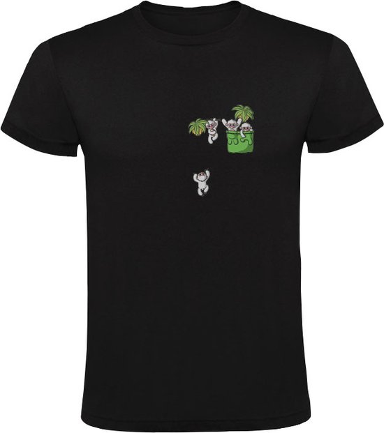 Aapjes in borstzakje Kinder T-shirt - aapje - klimmen - dieren - grappig