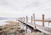 Fotobehang - Vlies Behang - Houten Pier in het Meer - Landschap - 208 x 146 cm