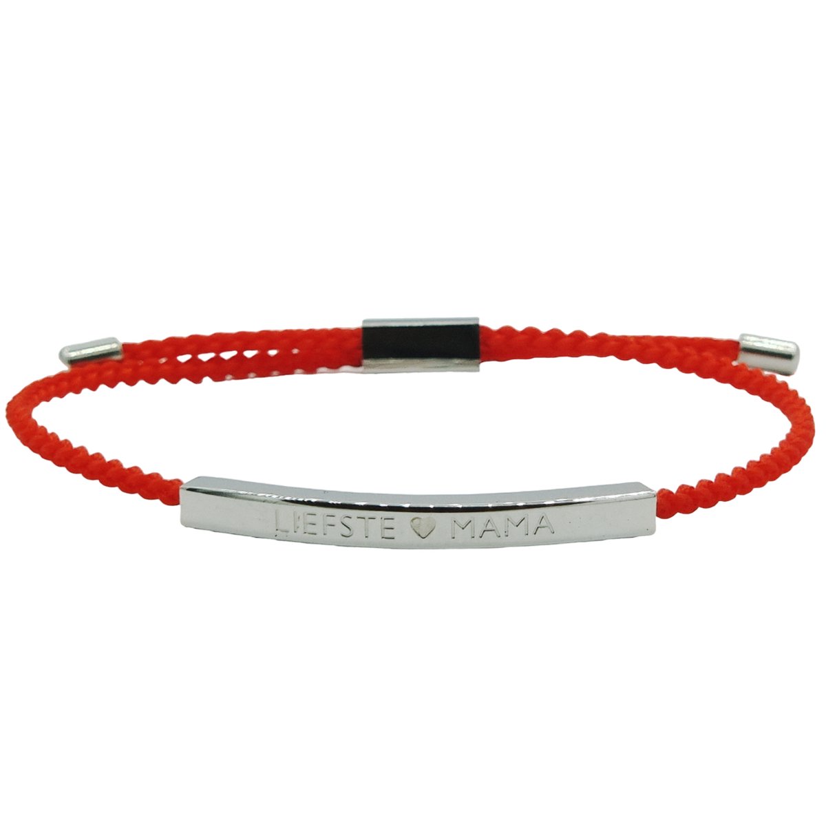 Armband voor moeder - Gegraveerd met 'LIEFSTE MAMA' - Cadeau voor Moederdag/Verjaardag - Kleur Zilver & Rood