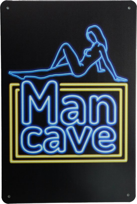 Wandbord – Mancave Led - Metalen wandbord - Wandborden - Metalen bord - Mancave - Mancave decoratie - Tekst bord - Retro - Metal sign - Bar decoratie - Decoratie - Metalen borden - Cadeau - UV bestendig - 20 x 30cm - Cave & Garden