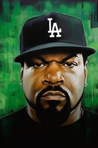 Muziek Poster - Ice Cube Rapper - Rap Poster - NWA poster - Poster Rap - Abstract Poster - O'Shea Jackson - 51x71 - Geschikt om in te lijsten
