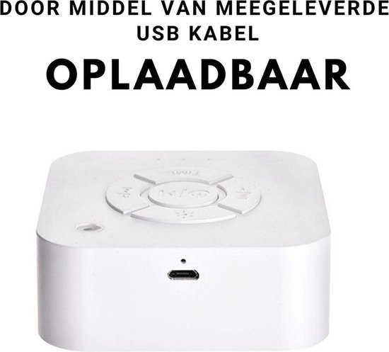 DW4Trading Draadloze Oplaadbare White Noise Machine - Witte Ruis - Wit - 9 rustgevende geluiden van DW4Trading — afbeelding 4