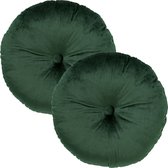 Set van 2 Sierkussens rond - Dutch Decor OLLY - 40 cm - Velvet - Mountain View - groen – unikleur – inclusief binnenkussens - gestikt