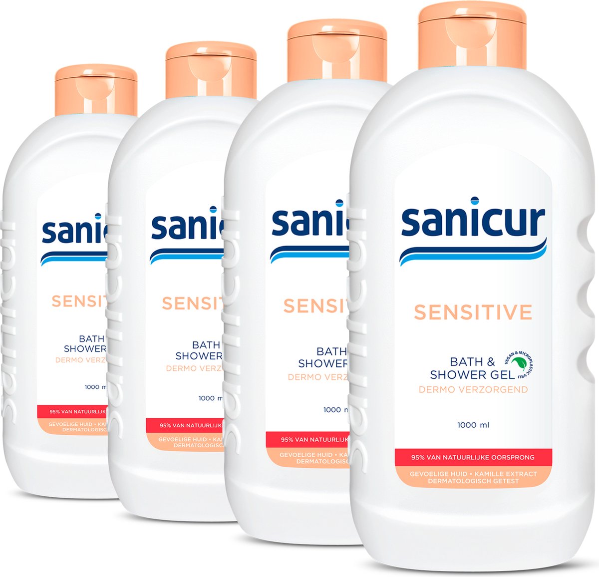 Sanicur Sensitive Bad en Douchegel - 4x 1000ml - Voordeelverpakking
