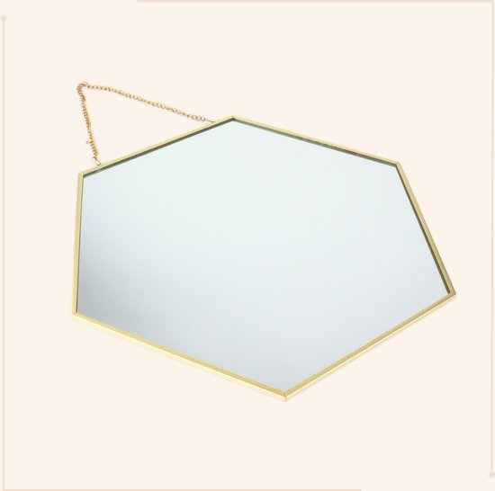 Orange85 - Miroir doré - Avec chaîne suspendue - Miroir mural - Miroir doré  - Hexagone... | bol