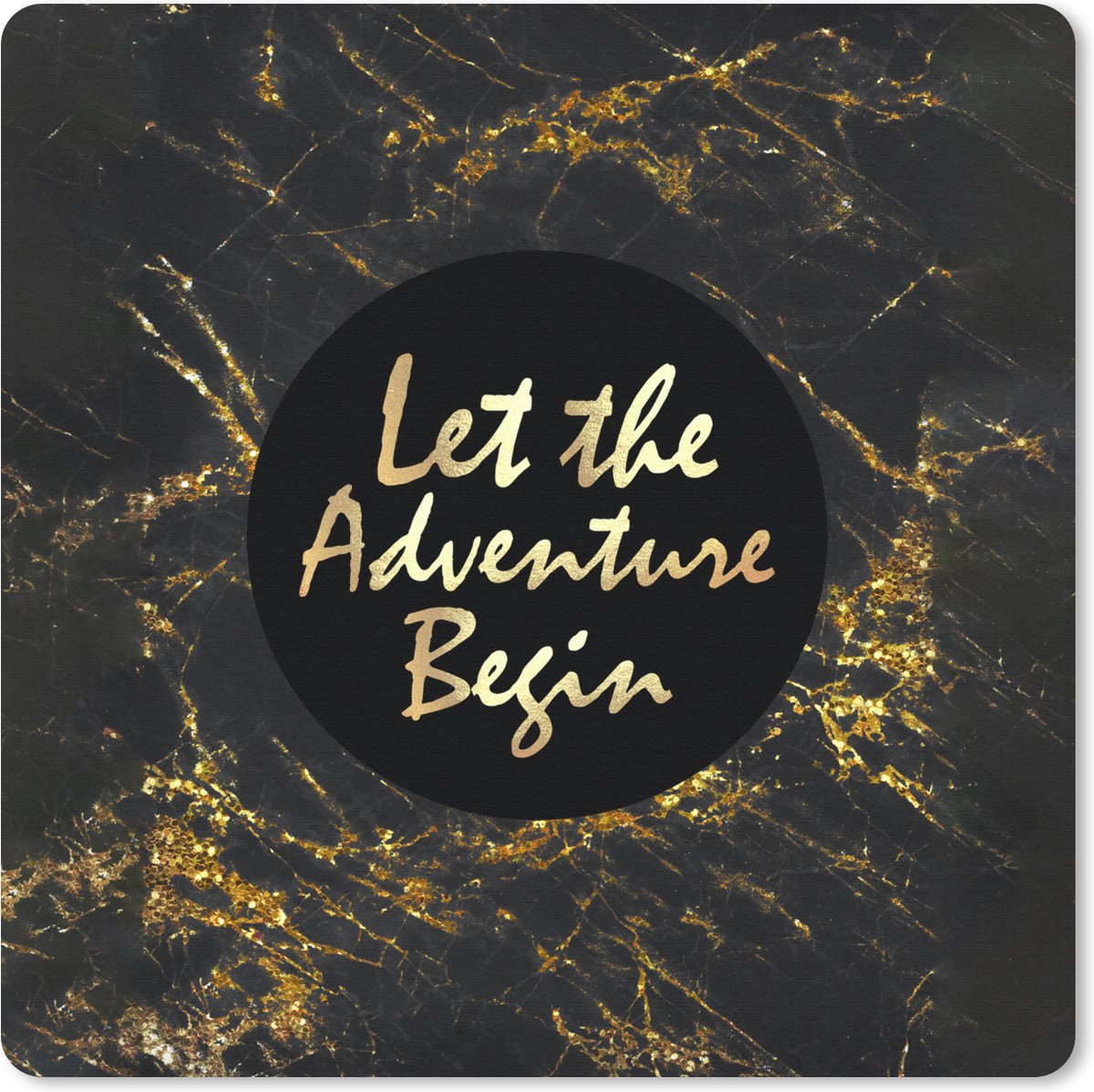 Muismat 20x20 cm - Mousepad Marmer - Goud - Tekst - Marmer printlook - Luxe - Muismatten