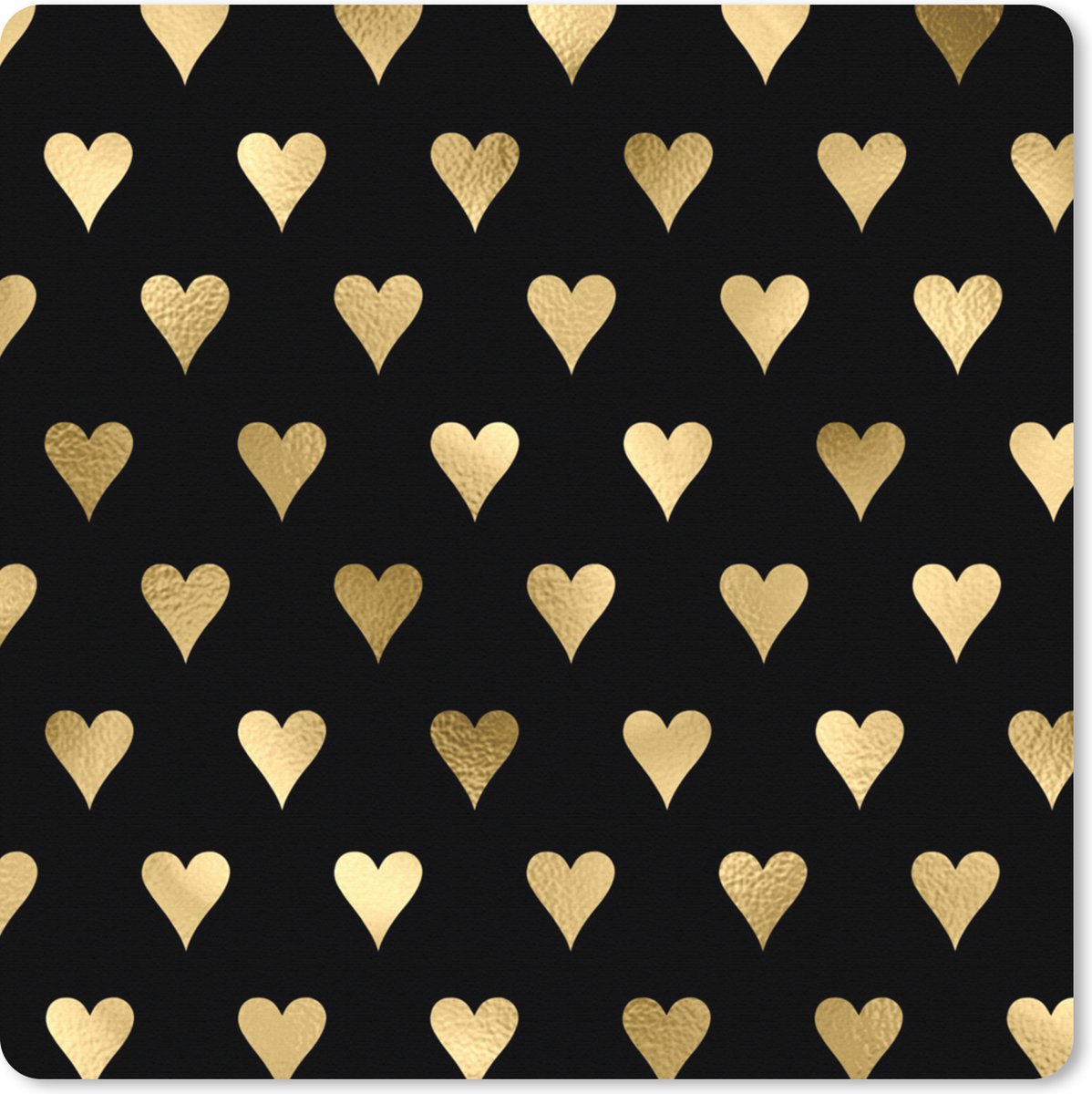 Muismat XXL 60x60 cm - Bureau onderlegger - Bureau mat Hartje - Goud - Luxe - Zwart - Patronen - Bureaumat - Gaming mousepad xl - Bureaulegger groot - Computer deskmat