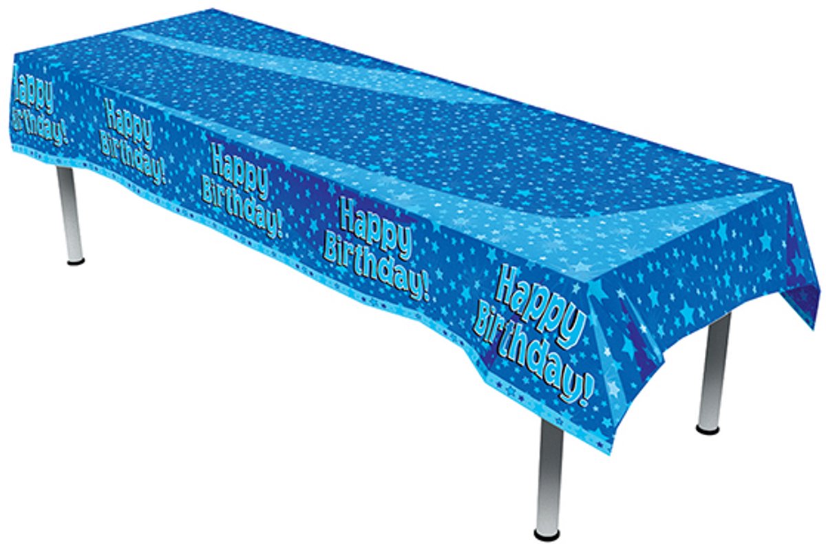 Oaktree - Tafelkleed plastic Happy Birthday Blauw