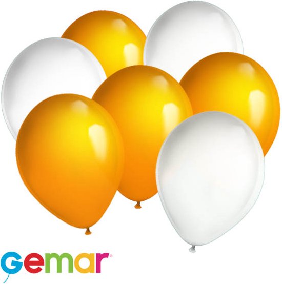 30 ballonnen Wit en Oranje (Ook geschikt voor Helium)