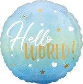 Amscan Folieballon Hello World 45 Cm Blauw/goud