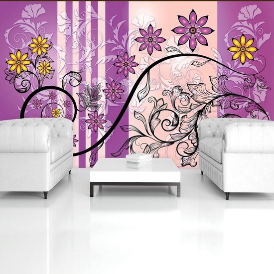 Violet | Photomural jaune, revêtement mural