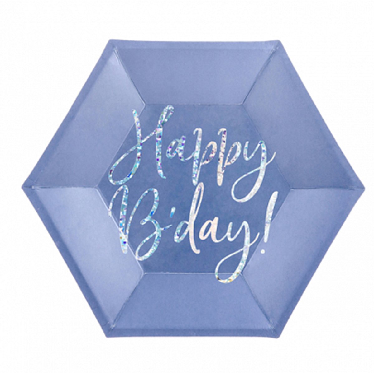 Borden Happy Birthday blauw / Zilver (6 stuks),