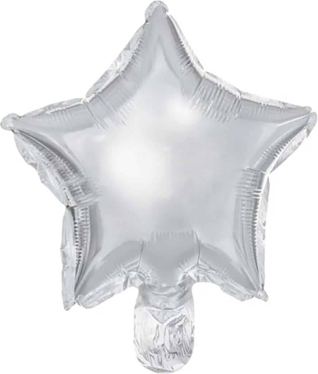 Partydeco - Folieballon Sterren Zilver 25 cm (25 stuks)