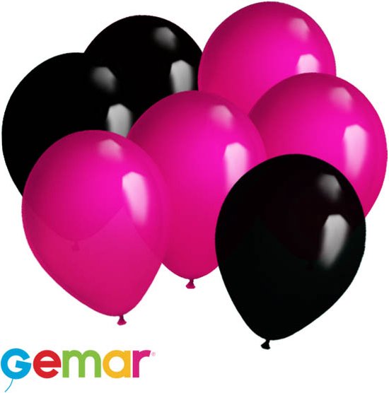 30 ballonnen Magenta en Zwart (Ook geschikt voor Helium)
