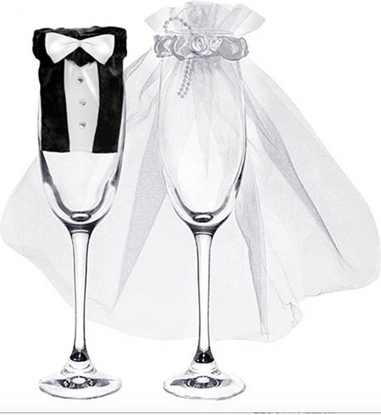 Drinkglas kleding bruidspaar