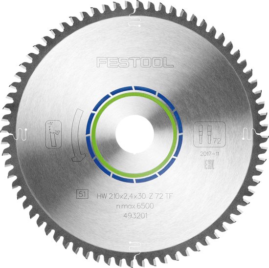 Festool Cirkelzaagblad voor Aluminium | Aluminium/Plastics | Ø 210mm Asgat 30mm 72T - 493201