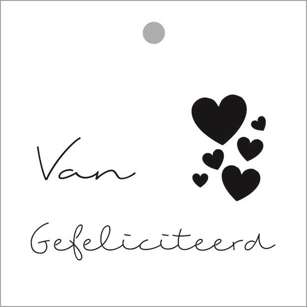 Luxe Bloemenkaartje - Cadeaukaartje - Label - Wenskaartje - 7x7cm - Wit - Gefeliciteerd - 20 Stuks - Met Boorgaatje