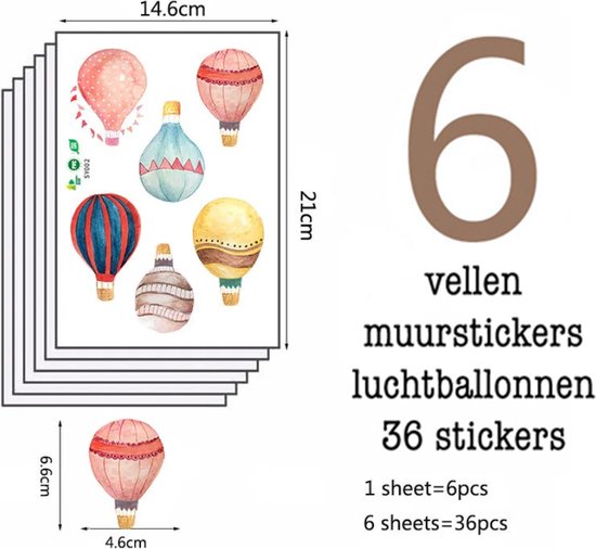 Chambre d'enfant - stickers muraux montgolfière - 36 stickers muraux chambre d'enfant - décoration murale - chambre bébé