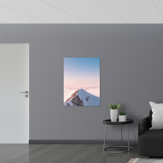 Vlag - Bergen - Sneeuw - Wolken - Bergtop - 75x100 cm Foto op Polyester Vlag