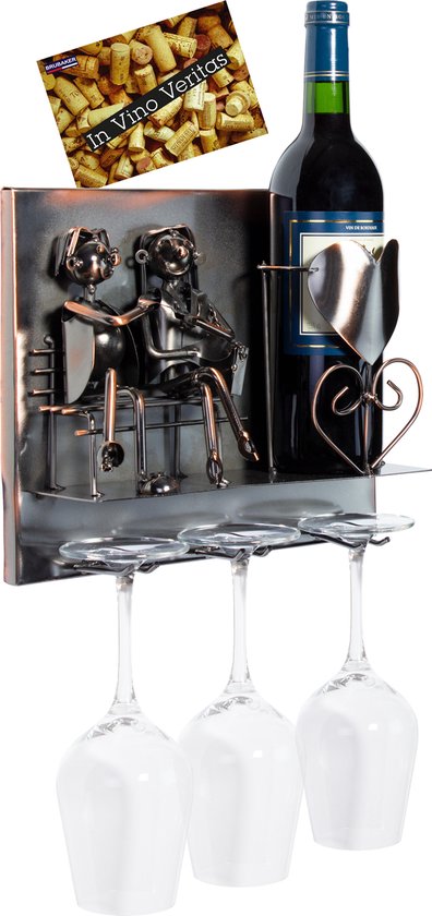 BRUBAKER Flessenhouder paar op tandem fiets metalen sculptuur met BRUBAKER Flessenhouder paar op tandem fiets metalen sculptuur met