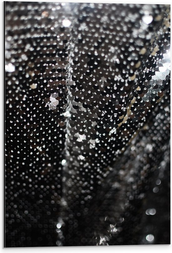 Dibond - Close-up van Zilveren Stof - 40x60 cm Foto op Aluminium (Wanddecoratie van metaal)