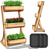 Sens Design Plantenrek Balkon – Plantenstandaard met 3 lagen – Hout