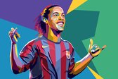 Ronaldinho poster | FC Barcelona Poster | Ronaldinho Goal | Pop Art | 71x51cm | Geschikt om in te lijsten