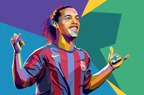 Ronaldinho poster | FC Barcelona Poster | Ronaldinho Goal | Pop Art | 71x51cm | Geschikt om in te lijsten