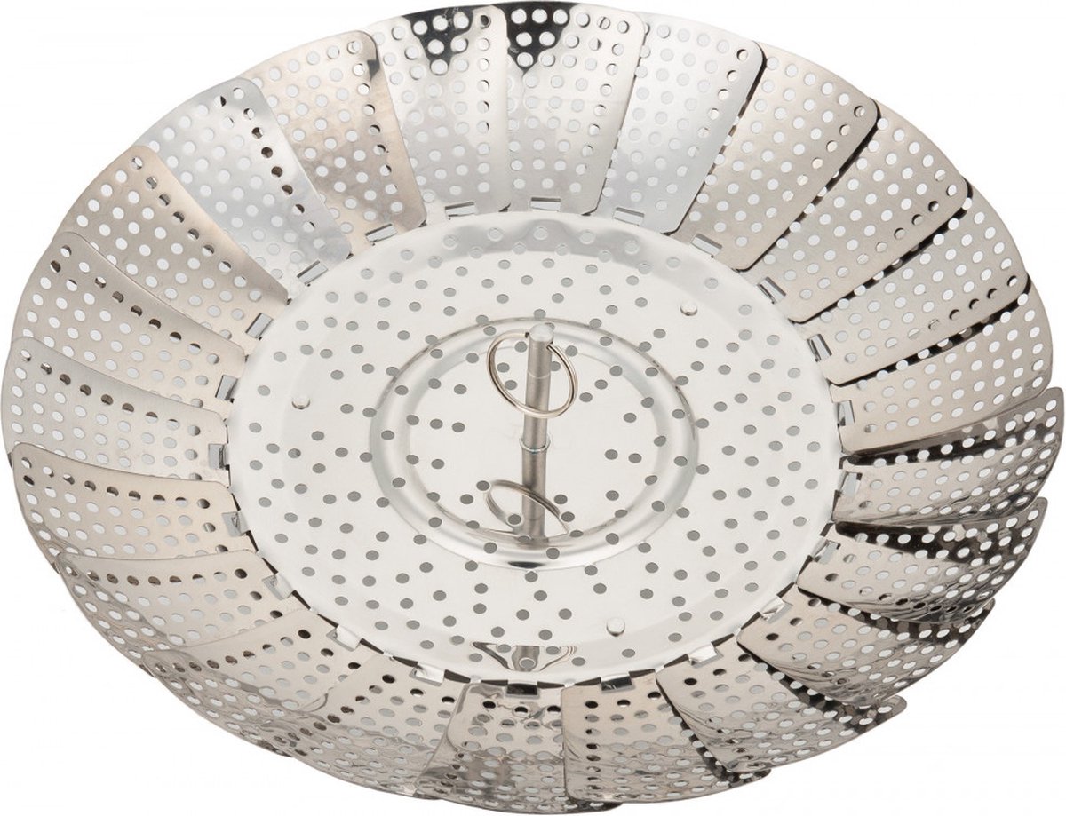 KINGHOFF - Stoommandje - Groente Stomer voor Pan - Stoominzet Opvouwbaar - Gezond Koken zonder Olie - Stoomrek Keuken - Staal - Ø28cm - Zilver — cadeau in Kookcadeaus - foto 6
