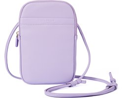 foto van Telefoontasje Dames Crossbody - Selencia Telefoontasje Sports Luxe - Universeel Schoudertasje telefoon - Paars