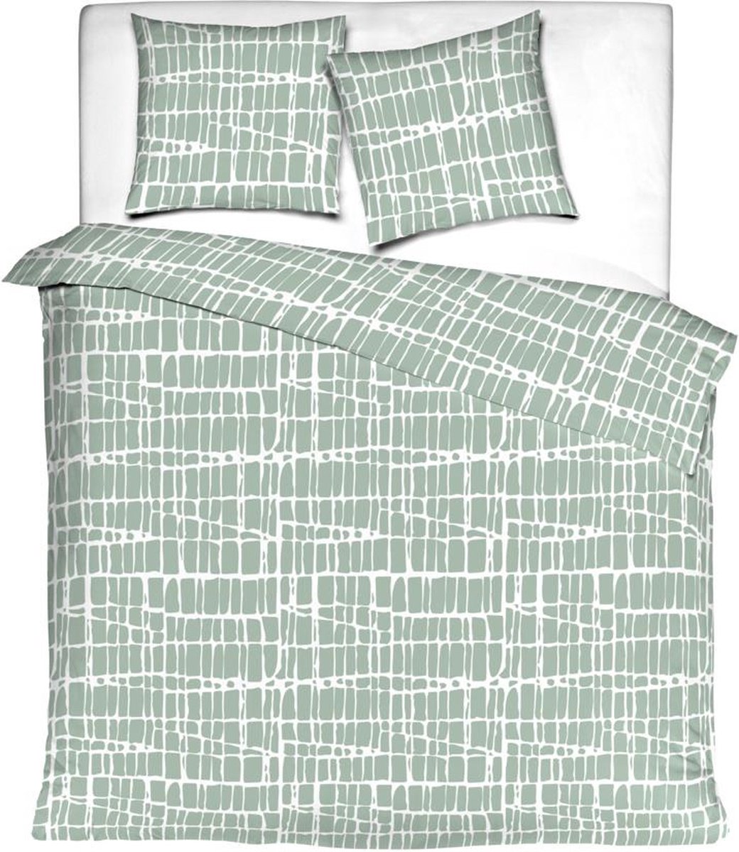 Misaio - Dekbedovertrek - 100% katoen - Crocodillia - Groen - Krokodil Print - 240x220 cm + 63x63 cm