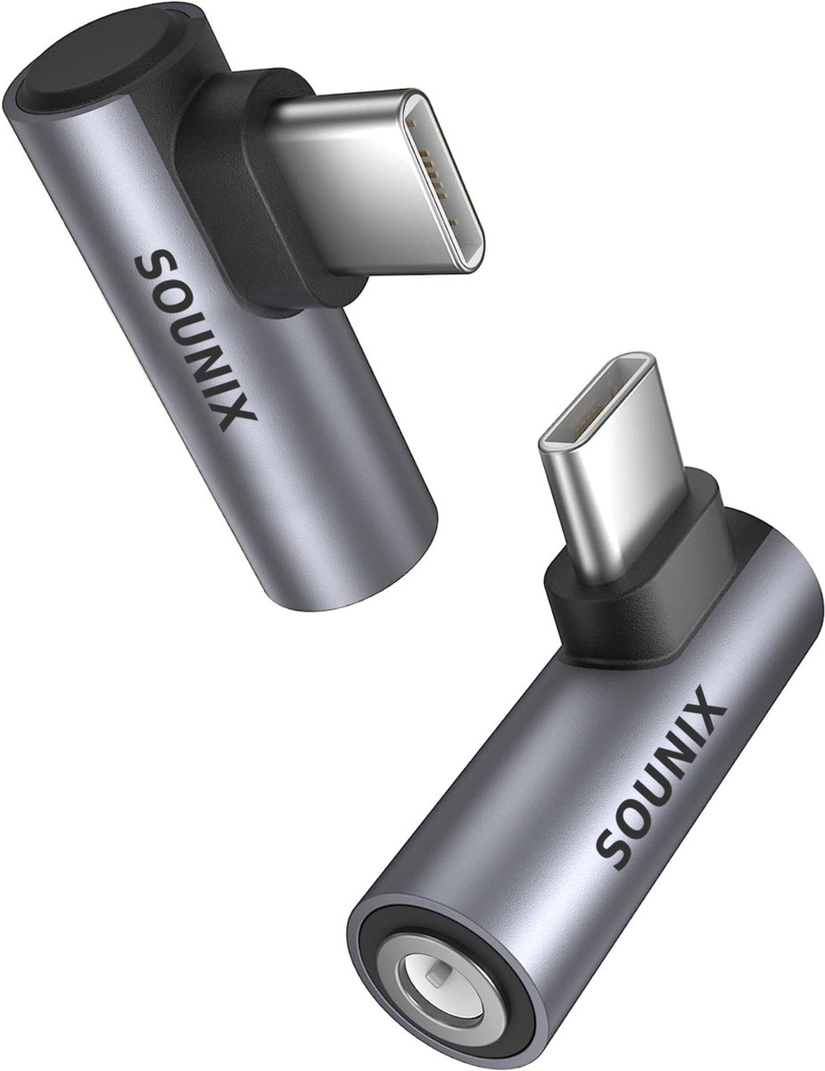 Sounix USB C naar 3.5mm Jack Adapter - Audiojack naar USB-C - Audiojack 3.5 - Audio Jack USB-C - Aluminium - Grijs